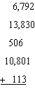 Rewrite by aligning the columns and then find the sum.
