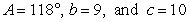 Determine the area of a triangle having the following measurements. Round your answer to two decimal places.   A)    sq. units B)    sq. units C)    sq. units D)    sq. units E)    sq. units