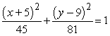 <strong>Find the center and foci of the ellipse. </strong> A)center: (5, -9) foci: (5, -15), (5, -3) B)center: (-5, 9) foci: (-5, 3), (-5, 15) C)center: (-5, 9) foci: (-11, 9), (1, 9) D)center: (5, -9) foci: (-1, 9), (11, 9) E)center: (-5, 9) foci: (-1, -9), (11, -9)