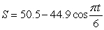 The monthly sales S (in hundreds of units)  of baseball equipment for an Internet sporting goods site are approximated by   where t is the time (in months) , with   corresponding to January. Determine the months when sales exceed   units at any time during the month. A) July through May B) May through July C) June through August D) April through August E) April through July