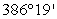 Convert the angle measure to decimal degree form.   A) 385.683° B) 386.019° C) 386.317° D) 6.737° E) 22,117.260°