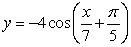 Determine the period and amplitude of   . A) period:   ; amplitude:   B) period:   ; amplitude:   C) period:   ; amplitude:   D) period:   ; amplitude:   E) period:   ; amplitude:  