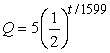 Let Q represent a mass of radioactive radium (<sup>226</sup>Ra)  (in grams) , whose half-life is 1599 years. The quantity of radium present after t years is   Determine the quantity present after 100 years. Round to the nearest hundredth of a gram. A) 0.00 g B) 0.16 g C) 0.96 g D) 4.79 g E) 5.00 g