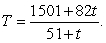 <strong>A heat probe is attached to the heat exchanger of a heating system. The temperature T (in degrees Celsius) is recorded t seconds after the furnace is started. A model for the data recorded for the first two minutes is given by Find </strong> A)1501 B)82 C)1583 D)51 E)29