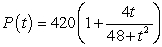 A population of 420 bacteria is introduced into a culture and grows in number according to the equation   where t is measured in hours. Find the rate at which the population is growing when t = 5. Round your answer to two decimal places. A) 25.72 bacteria per hour B) 23.01 bacteria per hour C) 31.70 bacteria per hour D) 52.65 bacteria per hour E) 7.25 bacteria per hour