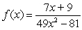 Consider the function   . Find the function's domain and identify any horizontal and vertical asymptotes. A) domain: all real numbers x except for   and   ; vertical asymptote:   ; horizontal asymptote:   B) domain: all real numbers x except for   ; vertical asymptote:   ; horizontal asymptote:   C) domain: all real numbers x except for   ; vertical asymptotes:   and   ; horizontal asymptote: none D) domain: all real numbers x except for   and   ; vertical asymptotes:   and   ; horizontal asymptote:   E) domain: all real numbers x except for   and   ; vertical asymptote:   ; horizontal asymptote: none