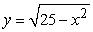 A rectangle is bounded by the x-axis and the semicircle   (see figure) . Write the area A of the rectangle as a function of x and determine the domain of the function.     -5 5 A)    , -5 <font face= symbol ></font> x <font face= symbol ></font> 5 B)    , x <font face= symbol ></font><font face= symbol ></font>0 C)    , -5 <font face= symbol ></font> x <font face= symbol ></font> 5 D)    , all real numbers E)    , x <font face= symbol ></font><font face= symbol ></font>0