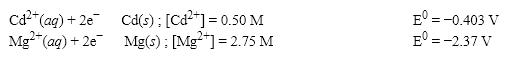 What is the E value for the Galvanic cell formed from these two half-reactions at these concentrations?   A)  1.90 V B)  1.95 V C)  1.99 V D)  2.20 V
