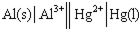 Identify the balanced chemical equation for the following cell:   A) Al( s ) + Hg<sup>2+</sup>( aq ) → Al<sup>3+</sup>( aq ) + Hg( l )  B) 2 Al( s ) + Hg<sup>2+</sup>( aq ) → 2 Al<sup>3+</sup>( aq ) + Hg( l )  C) Al( s ) + 3 Hg<sup>2+</sup>( aq ) → Al<sup>3+</sup>( aq ) + 3 Hg( l )  D) 2 Al( s ) + 3 Hg<sup>2+</sup>( aq ) → 2 Al<sup>3+</sup>( aq ) + 3 Hg( l ) 