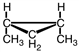 The following compound would be named  ____-1,2-dimethylcyclopropane.   A) cis B) trans C) either cis or trans D) neither cis nor trans