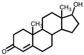 Testosterone, the principle male sex hormone, is shown below.  It would best be classified as which of the following?   A) alcohol B) ketone C) alkene D) polyfunctional