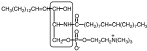 The region enclosed in the box in the following structure represents the sphingosine portion of the molecule.    