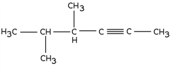 Which of these is the correct name for the structure  depicted? ​   A)  4-propyl-2-butyne B)  2,3-dimethylhexene C)  2,3-dimethylhexyne D)  1,2,3-trimethylhexyne E)  4,5-dimethyl-2-hexyne