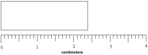 What length in millimeters can be reported for the rectangle below? (Note that the ruler measures in centimeters.)    A)  24 mm B)  24.0 mm C)  2.4 mm D)  2.40 mm E)  240 mm