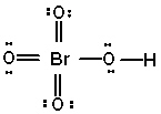 Three possibly correct resonance forms of BrO<sub>4</sub> H (connectivity is correct in all cases)  are shown below. Pick the best answer. I.   II.   III.   A)  I and II are correct, III is incorrect B)  II and III are correct, I is incorrect C)  I and III are correct, II is incorrect D)  all three are correct E)  all three are incorrect 