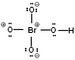 Three possibly correct resonance forms of BrO<sub>4</sub> H (connectivity is correct in all cases)  are shown below. Pick the best answer. I.   II.   III.   A)  I and II are correct, III is incorrect B)  II and III are correct, I is incorrect C)  I and III are correct, II is incorrect D)  all three are correct E)  all three are incorrect 