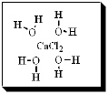 After carefully noting the orientation in which water surrounds each solute particle, which choice below best represents the true nature of how CaCl<sub>2</sub> exists in aqueous solution? A)    B)    C)    D)    E)   