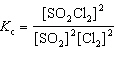 For the reaction 2 SO₂ (g)  + Cl₂ (g)    2 SO₂ Cl₂ (g) , the expression for K c is A)    B)    C)    D)    E)   