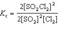 For the reaction 2 SO₂ (g)  + Cl₂ (g)    2 SO₂ Cl₂ (g) , the expression for K c is A)    B)    C)    D)    E)   