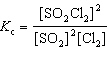 For the reaction 2 SO₂ (g)  + Cl₂ (g)    2 SO₂ Cl₂ (g) , the expression for K c is A)    B)    C)    D)    E)   