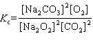 What is the equilibrium constant expression for the following unbalanced equation at equilibrium? (Pay careful attention to the phase indicators!)  Na<sub>2</sub> O₂(s)  + CO₂ (g)    Na<sub>2</sub> CO<sub>3</sub>(s)  + O₂(g)  A)    B)    C)    D)    E)   
