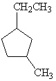 What is the correct IUPAC name for the following cyclic alkane?   A)  Cycloctane B)  Propylcyclopentane C)  1-Ethyl-3-Methylcyclopentane D)  1-Methyl-3-Ethylcyclopentane E)  Meta-Ethylmethylcyclopentane