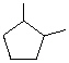 What is the IUPAC name for the compound with the following line-angle drawing?   A)  Methylcyclopentane B)  1,2-dimethylcyclopentane C)  1,2-dimethylpentane D)  1,2-dimethylcyclohexane E)  3,4-dimethylcyclohexane