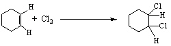 Which of the reactions shown below represents an addition type reaction? I. CH<sub>4</sub> + 4 Cl?   CCl<sub>4</sub + 4 HCl  II.    III.    A)  I only B)  II only C)  III only D)  I and II E)  I and III 