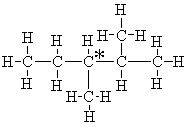 The following molecule is optically active . Which choice shown below has the chiral center ( s )  correctly labeled with an asterisk, (*) ? A)    B)    C)    D)    E)   