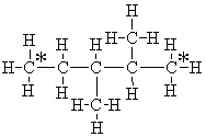 The following molecule is optically active . Which choice shown below has the chiral center ( s )  correctly labeled with an asterisk, (*) ? A)    B)    C)    D)    E)   