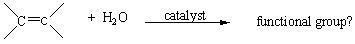 What functional group is formed in the hydration of alkenes ?   A)  Alcohol B)  Alkane C)  Carboxylic acid D)  Aldehyde E)  Ether