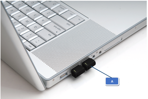 In the accompanying image, the hardware that box  A  is pointing to is a type of _____.   A) USB flash drive B) power supply C) random access memory (RAM)  D) network port