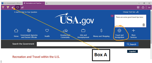 In the accompanying figure of Microsoft Edge, Box A points to the _____. ​ ​   A) Eraser button B) Pen button C) Clip button D) Save button