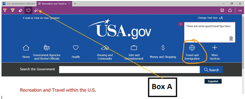 In the accompanying figure of Microsoft Edge, Box A points to the _____. ​ ​   A) Eraser button B) Pen button C) Clip button D) Save button