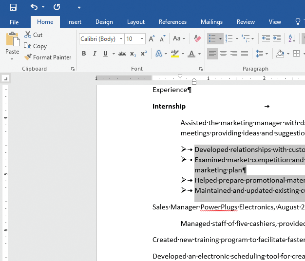 In the accompanying figure of a Microsoft Word 2016 document, which of the following boxes is pointing to the Hanging Indent marker? ​ ​   A)  Box A ​ B) Box B C) Box C D) Box D
