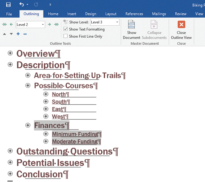 In the accompanying figure of Microsoft Word 2016, _____ indicates the Demote button. ​ ​   A) Box A B) Box B C) Box C D) Box D