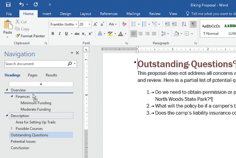In the accompanying figure of Microsoft Word 2016, Box A points to the _____. ​ ​   A) Expand arrow B) Demote arrow C) Promote arrow D) Collapse arrow