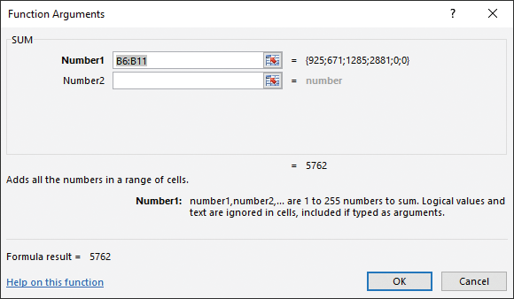 In the accompanying figure of a feature of Microsoft Excel 2016, B6:B11 is the _____. ​ ​   A) required argument B) active cell C) optional argument D) merged cell