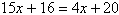 Solve the following equation.   A) 10 B)    C)    D)    E)   