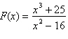 Determine the domain of the rational function below.   A) all real numbers except 5 B) all real numbers except -4 and 4 C) all real numbers except 4 D) all real numbers E) all real numbers except -5 and 5