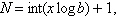 The number of digits N in the expansion of   , where both b and x are positive integers, is   where   denotes the nearest integer less than or equal to   Find the number of digits in   . A)    digits B)    digits C)    digits D)    digits E)    digits
