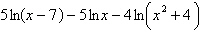 Write   as a single logarithm with a coefficient of 1. Assume all variable expressions represent positive real numbers. A)    B)    C)    D)    E)   
