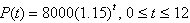 The population P of a city grows exponentially according to the function   where t is measured in years. Find the population at time   . A) 32,364 people B) 21,280 people C) 10,580 people D) 16,091 people E) 9200 people