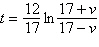 If we assume that air resistance is proportional to the square of the velocity, then the time t in seconds required for an object to reach a velocity v in feet per second is given by   . Determine the velocity, to the nearest hundredth of a foot per second, of the object after 1.9 seconds. A) 0.07 ft/sec B) 13.75 ft/sec C) 0.16 ft/sec D) 16.93 ft/sec E) 14.84 ft/sec