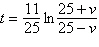 If we assume that air resistance is proportional to the square of the velocity, then the time t in seconds required for an object to reach a velocity v in feet per second is given by   . Determine the vertical asymptote for the graph of this function. A)    B)    C)    D)    E)   