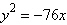 The line segment that has endpoints on a parabola, passes through the focus of the parabola, and is perpendicular to the axis of symmetry is called the latus rectum of the parabola.   Find the length of the latus rectum for the parabola   . A) 152 B) 38 C) 76 D) 57 E) 19