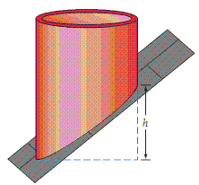 A circular vent pipe with a diameter of 8.5 inches is placed on a roof that has a slope of   as shown in the figure below.   The intersection of the vent pipe and the roof is an ellipse. To the nearest hundredth of an inch, what are the lengths of the major and minor axes? A) 22.89 inches and 4.25 inches B) 9.15 inches and 4.25 inches C) 9.15 inches and 8.50 inches D) 4.25 inches and 3.40 inches E) 8.50 inches and 3.40 inches