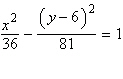 Find the center, vertices, foci, and asymptotes for the hyperbola given by the equation.   A) center: (0, 6) , vertices: (6, 6) (6, - 6) , foci:   asymptotes:   B) center: (0, 6) , vertices: (0, 12) (0, 0) , foci:   , asymptotes:   C) center: (0, - 6) , vertices: (6, 6) (6, - 6) , foci:   asymptotes:   D) center: (6, 0) , vertices: (12, 0) ( - 12, 0) , foci:   asymptotes:   E) center: (6, 0) , vertices: (6, 6) (6, - 6) , foci:   asymptotes:  
