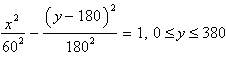 A vertical cross section of a cooling tower is a portion of a hyperbola, as shown in the diagram below. The standard form of the equation of the hyperbolic cross section is   where x and y are measured in feet. The horizontal cross sections of the tower are circles.   Find the radius of the top of the tower. Round to the nearest foot. A) 90 feet B) 88 feet C) 93 feet D) 87 feet E) 85 feet