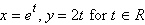 Graph the parametric equation by eliminating the parameter.   A)    B)    C)    D)    E)   